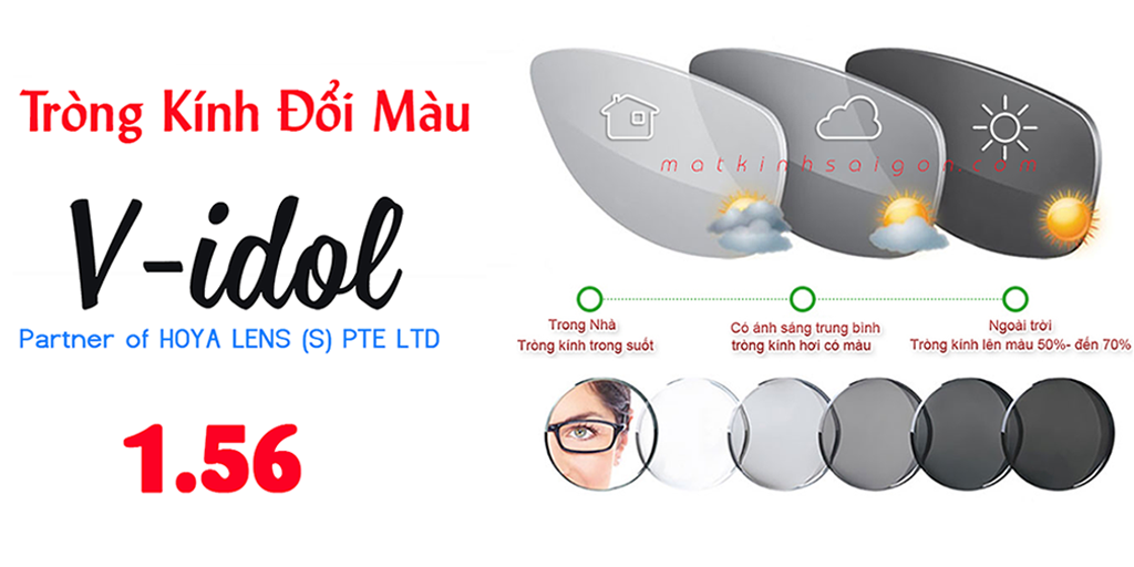 Tròng Kính Đổi Màu Singapore V-idol SunPlus 156