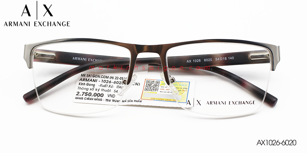 Gọng Kính Hợp Kim Armani Exchange AX1026-6020 - Hover