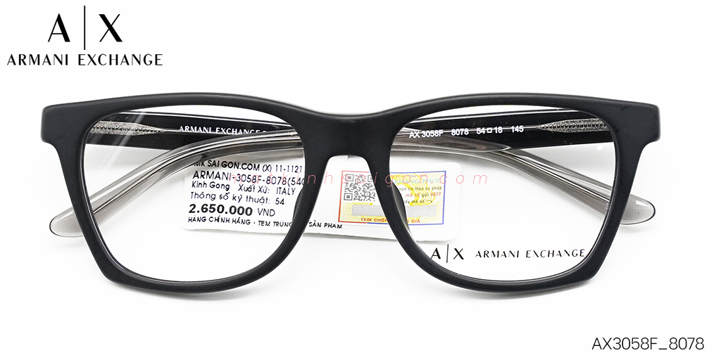 Gọng Kính Nhựa TR90 Armani Exchange AX3058F_807 - Hover