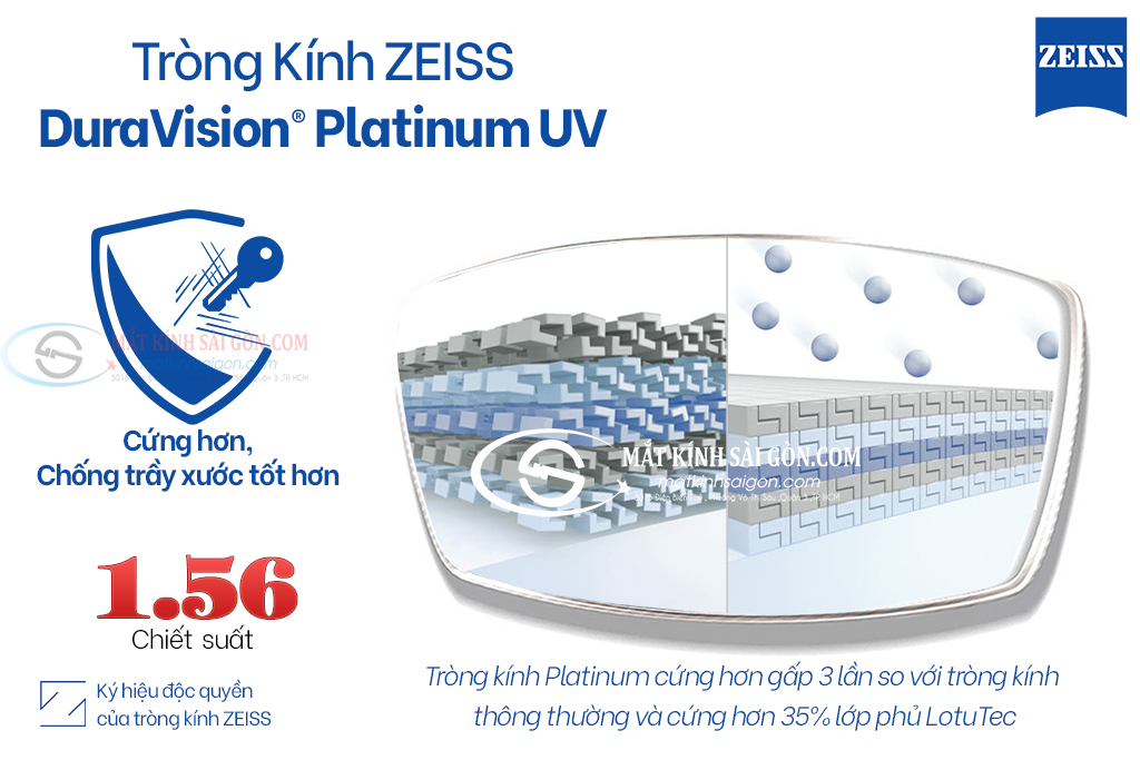 Tròng Kính ZEISS 1.56 Duravision Platinum UV