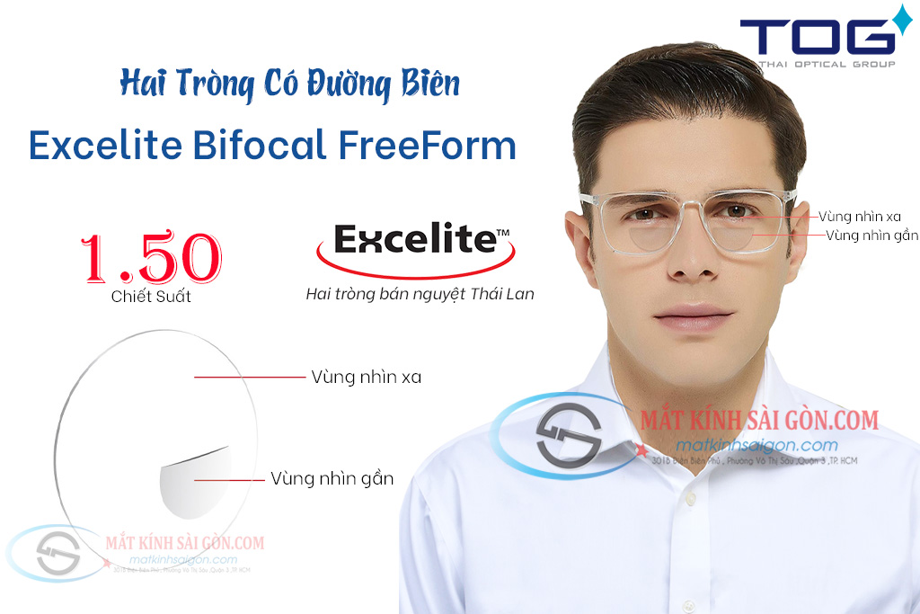 Tròng Kính Hai Tròng 1.55 Excelite Bifocal FreeForm