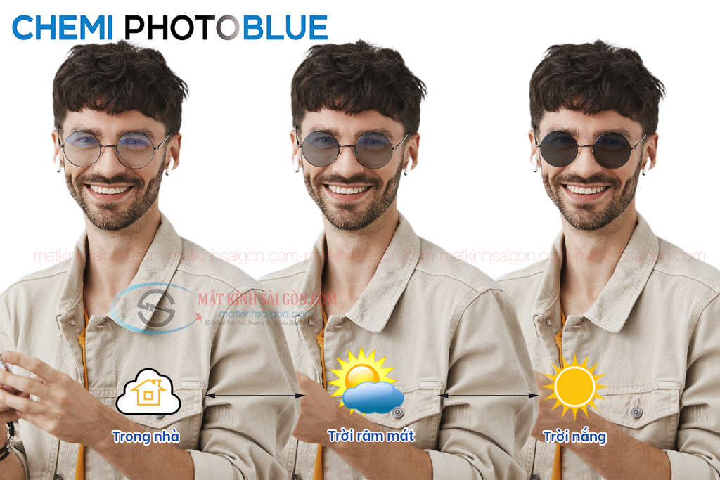 TRÒNG KÍNH ĐỔI MÀU 1.67 CHEMI PHOTO BLUE - Hover