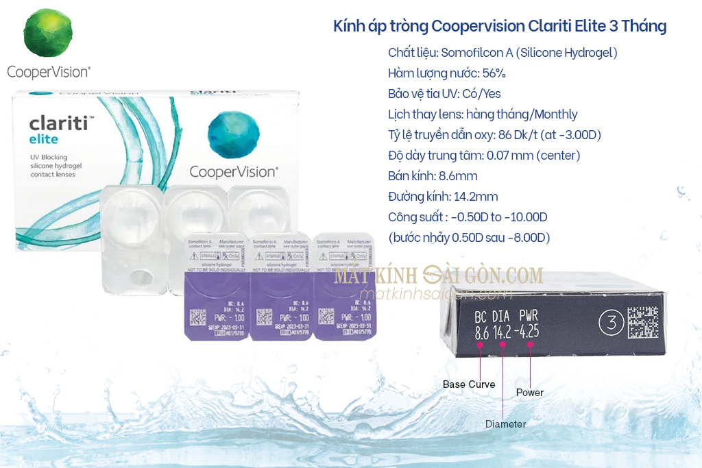 KÍNH ÁP TRÒNG COOPERVISION CLARITI ELITE 3 MONTH - Hình 2
